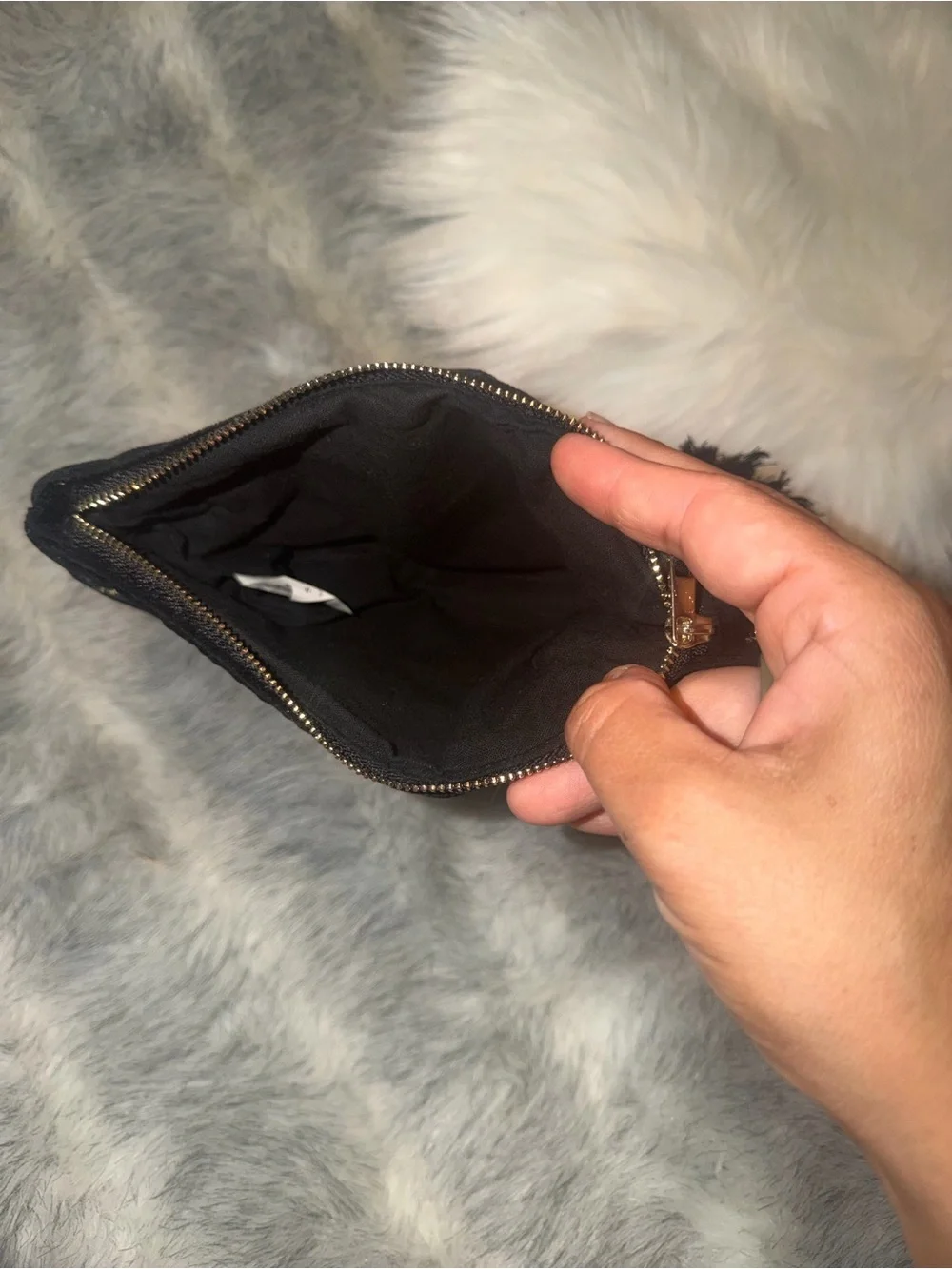 Sézane Black Velvet Tassel Pouch with Gold Studs